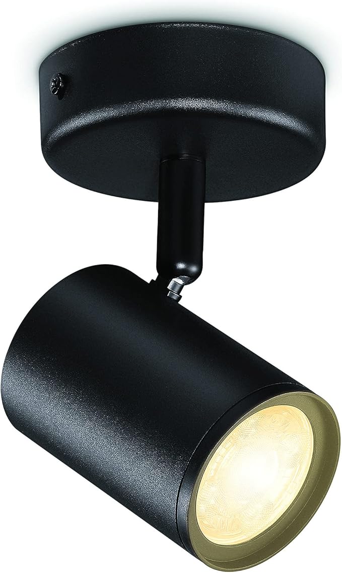 Imageo 1'li spot ayarlanabilir beyaz, tavan lambası, kısılabilir, sıcak ila soğuk beyaz, Wi-Fi üzerinden uygulama/ses ile akıllı kontrol, siyah