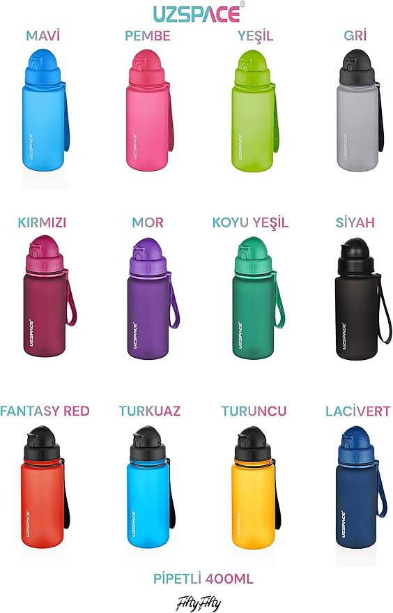 Pipetli 400 ml Tritan Çocuk Su Matarası FiftyFifty Yeşil - Görsel 3