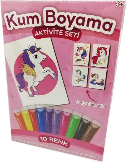 Kum Boyama Pembe Kanatlı Unicorn Kum Boyama Aktivite Seti