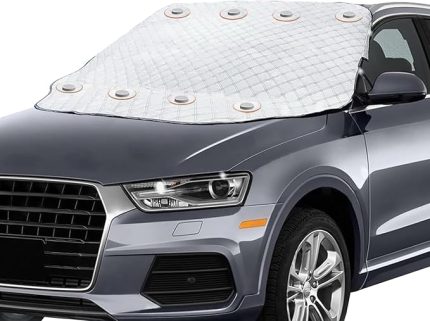 Araba Ön Cam Koruma Örtüsü, Termal Araç Güneşlik, Oto Buzlanma Önleyici, Cam Kar Örtüsü, Ağır Hizmet Oto Kar Örtüsü | Otomobil, SUV, Pickup Ön Cam Koruması | Araba Brandası - 155-125 cm -Gri