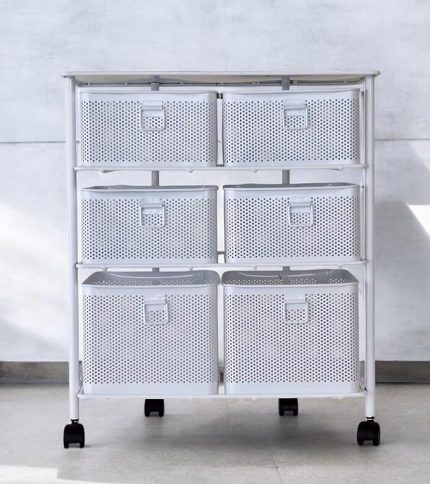 Home 3 Katlı Bölmeli Paslanmaz Metal Sebzelik (Beyaz)