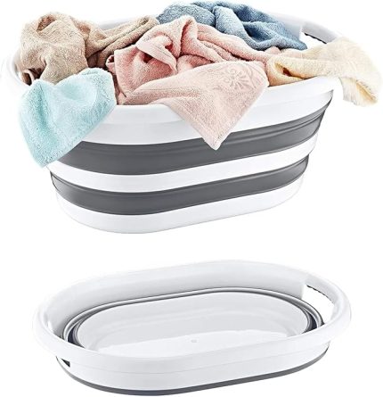 Home Katlanabilir Plastik Çamaşır Selesi Sepeti, Çok Amaçlı Katlanabilir Oyuncak Sepeti, Hafif ve Dayanıklı, Mükemmel Organizasyon ve Depolama Çözümü (27 Litre)