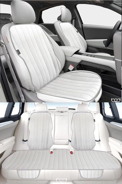 Vodina Serisi Tay Tüyü Cepli Oto Koltuk Minder Seti Koltuk Koruma Kılıfı Ön Arka Set Gri