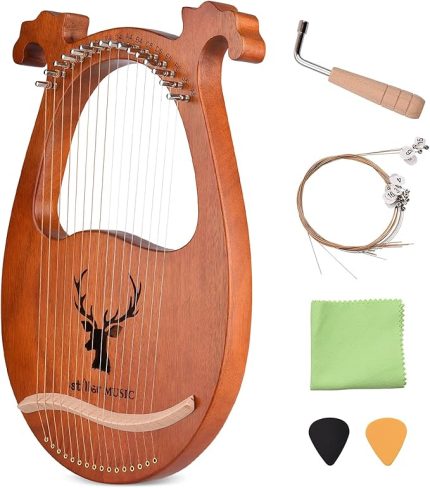 Dizeler Lir Arp, Elk Desen katı Ahşap Akustik Enstrüman Ekstra Dizeler, Seçimler, Ayarlama çekiç, Temizleme Bezi Yeni Başlayanlar Için