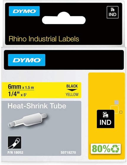 RhinoPRO, Isıyla Küçülen Şerit (6 mm x 1.5 mt), Sarı/Siyah - 18052