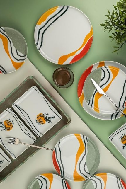 Porselen Moderna 18 Parça 6 Kişilik İkram Seti Estate