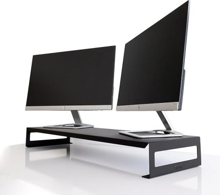 DUAL MONİTÖR STANDI – İKİLİ MONİTÖR STANDI – MONİTÖR YÜKSELTİCİ – METAL – SİYAH – SMS4BL