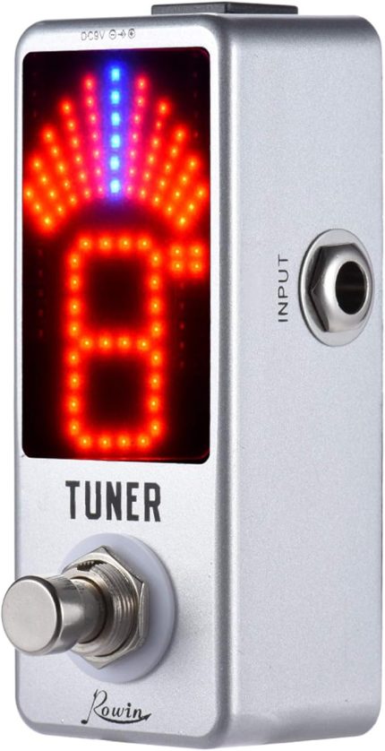 Mini Kromatik Tuner Pedal Efekti LED Ekran Gitar Bas için Gerçek Bypass