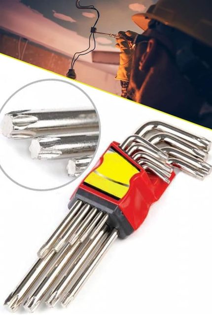 Jaws 9 Parça Çelik Alyan Takımı Tork Anahtarı Seti Yıldız Alyan Set 120 Mm 1410