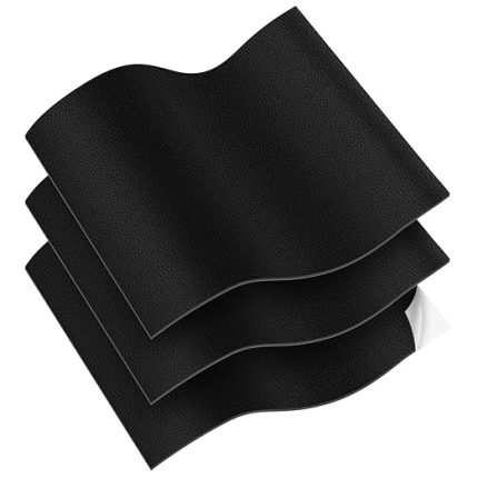 Suni deri kendinden yapışkanlı, 3 adet deri onarım yaması, siyah, 32 x 22 cm, aşınmaya dayanıklı ve çizilmeye karşı dayanıklı deri yama, koltuk, koltuk, mobilya, deri onarımı, deri yenileme