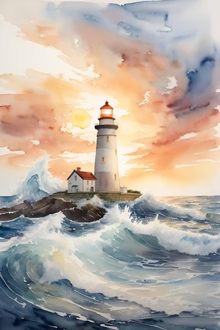 Baskılı Sayılarla Boyama Hobi Seti (Çerçeveli) 40x50 cm: Deniz Feneri