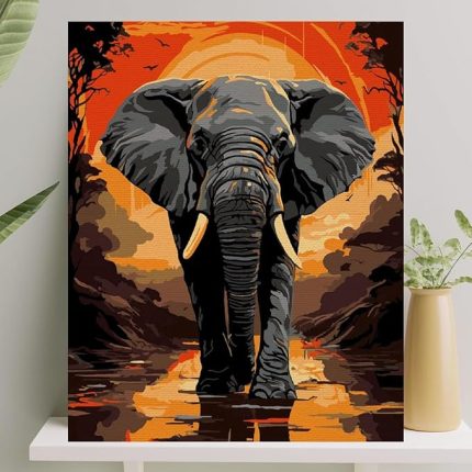 Hobi Sanat Sayılarla Boyama Tuval Seti Fırça Boya Dahil (Çıtalı) 40x50 CM - Fil