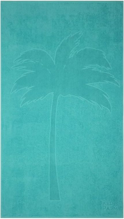 Palm Doğa Dostu Pamuk Plaj Havlusu Hafif, Su Emici, Hızlı Kuruma, Pratik Taşıma, Kum Tutmaz Kadife Yüzey, 70 x 140 cm (Mavi)