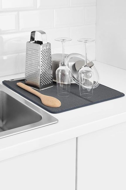 Bulaşık Kurutma Örtüsü Nanofiber Bulaşık Matı Kurulama Bezi Ultra Emici Bulaşık Örtüsü Gri