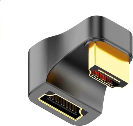 U şekli HDMI 2.1 adaptör fişi jakına, standart HDMI tip A adaptörü UHD 3D 8K @60Hz dizüstü bilgisayar projektörü TV PC için 180 derece aşağı açı