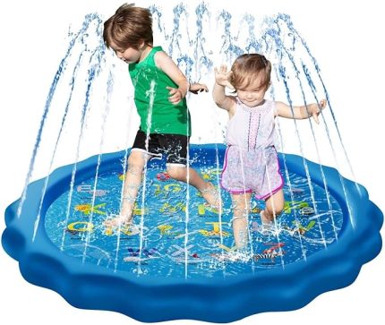 Pedi Çocuklar için Dış Mekan Oyuncakları için Şişme Yağmurlama Sistemi, 68" Serpme ve Sıçrama Oyun Matı Kiddie Bebek Bebekler Öğrenme için Yüzme Havuzu Su Oyuncakları 3-12 Yaşındakiler için