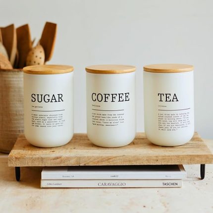 3'lü Bambu Kapaklı Beyaz Cam Çay Şeker Kahve Saklama Kavanoz Takımı Beyaz, Baharatlık Düzenleme Şık Pinterest Mutfak Takımları
