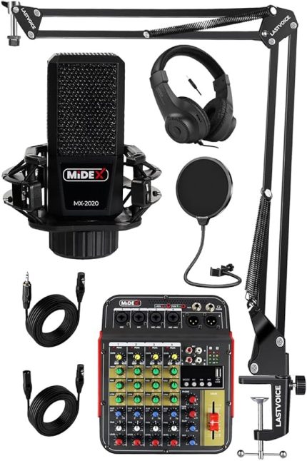 Vokal Paket-1 MX2020 Mikrofon ve MDX-04FXU Stüdyo Mikseri Kulaklık Full Set