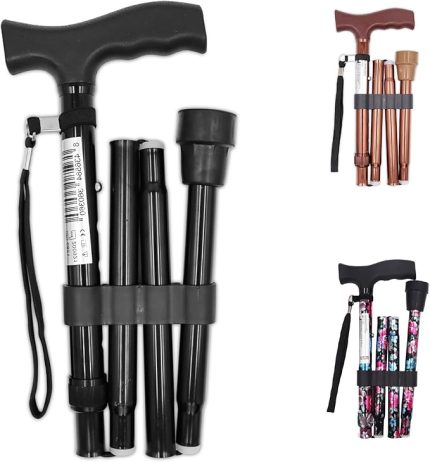 Mobility - Gehstock Klappbar Herren, Spazierstock Damen Höhenverstellbar, Senioren Aluminium, Faltbar