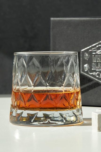 Özel Kutusunda Kristal Desenli Viski Kadeh Seti Viski Taşı Bardak Set