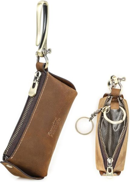 Anahtar kılıfı RFID hırsızlık önleyici anahtarlık anahtarlık durumda araba anahtarlık hakiki deri Mini anahtarlık cüzdan çanta Vintage