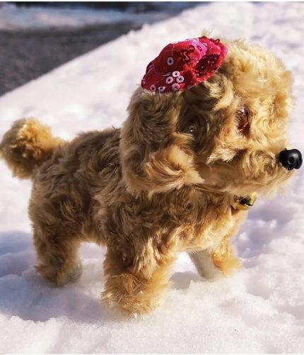 Karamel Renkli Havlayan Yürüyen Pufuduk Pilli Köpek Oyuncak - Peluş Oyuncak