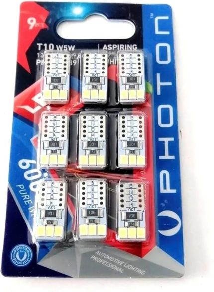 W5w T10 Dipsiz LED Tavan Park Plaka Ampulü, 9 Adet, Beyaz