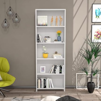 Mobilya Melisa 5 Raflı Kitaplık Beyaz