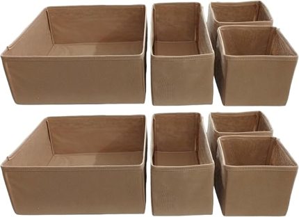 Bej Çekmece İçi Düzenleyici Organizer Set - Çok Amaçlı Dolap İçi Kutu Seti