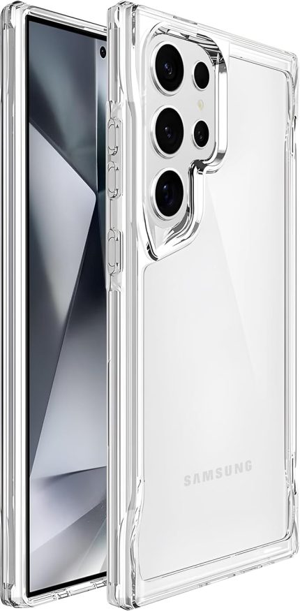 Samsung Galaxy S24 Ultra İçin Crystal Armor Serisi Şok Emici Yumuşak Silikon Kenar Arkası Sert Polikarbonat Darbeye Dayanıklı Şeffaf Kılıf