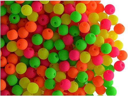 BEADS GET INSPIRED 600 adet Çek cam boncuk, yuvarlak preslenmiş, 3 mm, Estrela NEON (UV aktif), sıcak neon karışımı