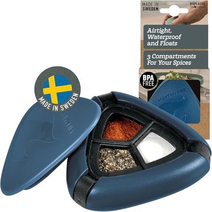My Fire Tuzluk, karabiberlik, kapaklı, kamp baharatlığı, 3 bölmeli, mini tuzluk, karabiber, baharat kutusu, To Go dış mekan için, su geçirmez