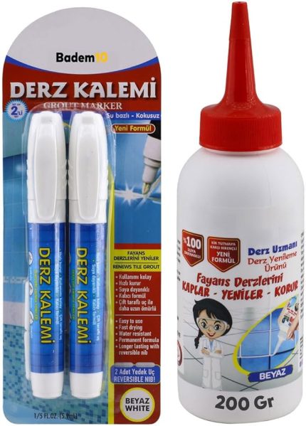 Derz Kalemi Derz Dolgu Yenileme Hızlı Kuruyan Su Bazlı Kokusuz Kalıcı Fayans Yenileme Kalem 3'lü Set