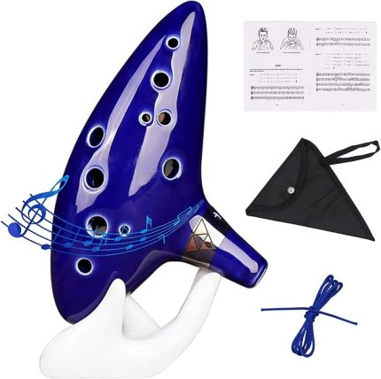 Zelda Ocarina 12 Delikli Alto C Crackle Pattern Ocarina Metin Kitabı ve Koruyucu Çanta, Yeni Başlayanlar ve Profesyonel Performans Mavi