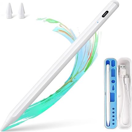 Stylus Kalem – USB-C Hızlı Şarj, Avuç İçi Reddetme, 8 Saat Kullanım, Tüm iPad 6/7/8/9/10, Air, Pro ve Mini Modeller İle Uyumlu(2 Adet Yedek Uç)