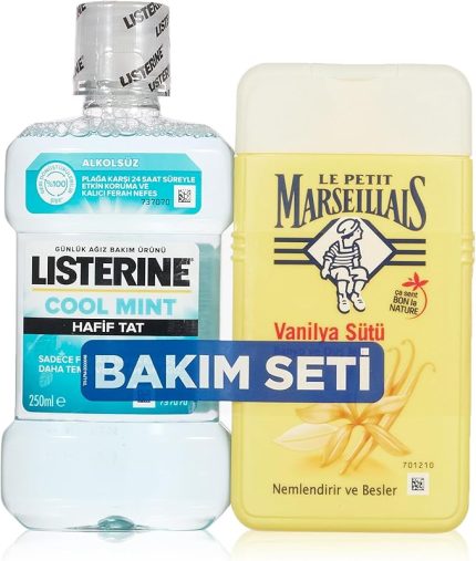 Petit Marseillais Duş Jeli Vanilya Sütü (250 ml) + Listerine Cool Mint Hafif Tat (250 ml)