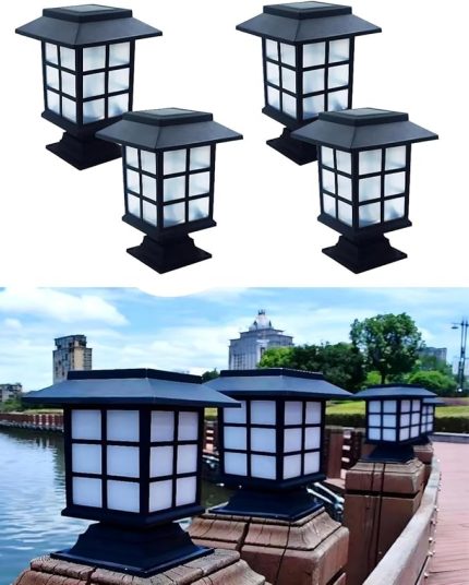 4 Adet Solar Güneş Enerjili Helios15W Led Set Üstü Bahçe Aydınlatması, SU GEÇİRMEZ, 3200K-6500K, Sütun Üzerİ Armatür Patika, Teras, Çit, Duvar, Balkon Dekorasyonu, Peyzaj Işık 210 * 135 MM