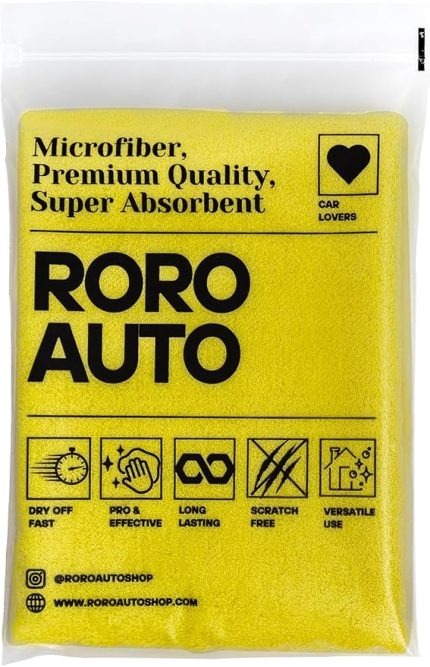Auto Everest Çift taraflı Mikrofiber Araç Kurulama Bezi & Oto Yıkama Havlusu 50x70 Sarı