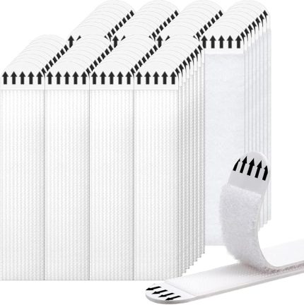 Yapışkanlı Cırt Cırt Bant, Beyaz, 4 Çift, Güçlü Yapışma Özellikli (Beyaz, Orta Boy 69mm)