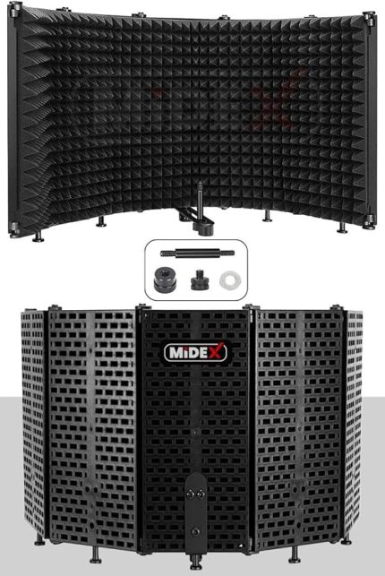 PF-43 Mikrofon Ses Yalıtım İzolasyon Paneli 5 Bölümlü Ayaklı (69x26 cm)