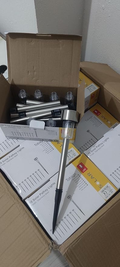 Bahçe Lambası, 10'lu LED Direk Aydınlatma Seti, Su Geçirmez IP44, Güneş Enerjili, Kolay Kurulum, Bahçe ve Dış Mekan için