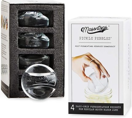 Pickle Pebble Pesi di Vetro Infinity per la Fermantazione - Set di Pesi per la Fermantazione - Barattoli Mason'da Bocca Normal Fermantasyon Bölgesi