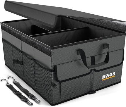 Araba Bagaj Çantası, Araç içi Düzenleyici Organizer, Katlanabilir Oto Bagaj Düzenleyici, Oto Aksesuarları, Sağlam Araba Alet Eşya Düzenleyici - 50 Lt- Gri