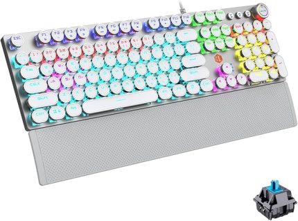 KG1102 USB Kablolu Blue Switch Makro Tuşlu RGB LED Aydınlatmalı Mekanik Gaming Türkçe Q Metalik Klavye