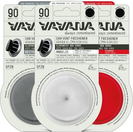 Spin Araba Klima Kokusu - Profesyonel Otomobil Kokusu | BPA & Sıvı İçermez | 90 Gün Etkili | Araç Parfümü 3'lü Set (NEUTRAL & ANGELIC & RELAXED)