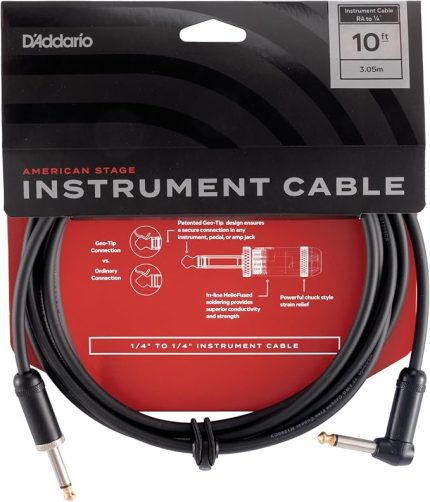 Waves D'Addario High End "American Stage" Gitar Kablosu | En Sevilen Aksesuarların En Yüksek Kalitesi | PW-AMSG-10 | 3 Metre | 1 Açılı Fiş