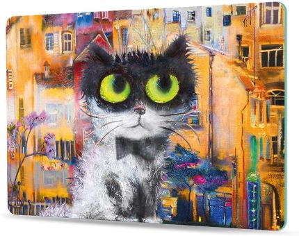 Cam Kesme Tahtası Ve Sunum Tablası Renkli Kedi Desenli 30x40 Cm