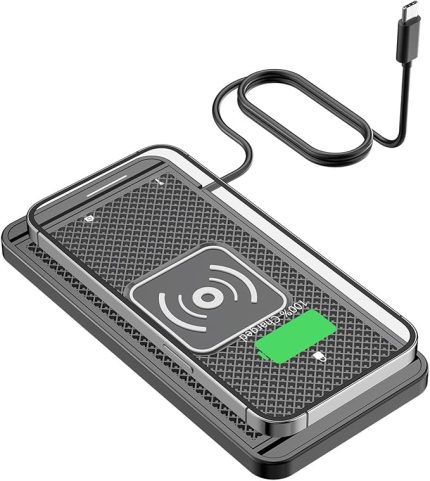 Kablosuz araç şarj cihazı, 15 W hızlı endüktif şarj istasyonu, araç şarj pedi, uyumlu, 4 mm şarj edilebilir cep telefonu kılıfı, araç şarj cihazı, iPhone 15, 14, 13, 12, 11 Pro Samsung ile