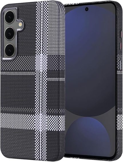 Samsung Galaxy S24 FE ile Uyumlu Kılıf Magsafe Şarj Özellikli Karbon Fiber Görünümlü Nekst Kapak [ Tam Uyumlu, Karbon Fiber Görünümlü] ] - Gri-Siyah