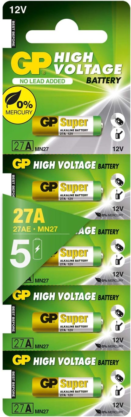 Batteries Gp27A Süper Alkalin 27A/Mn27 Boy Pil, 12 Volt, 5'Li Kart